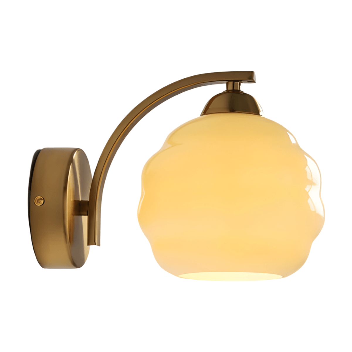 Luminária Arandela Moderna Minimalista Metal Vidro Sconce - Dourado / Vidro Amarelo