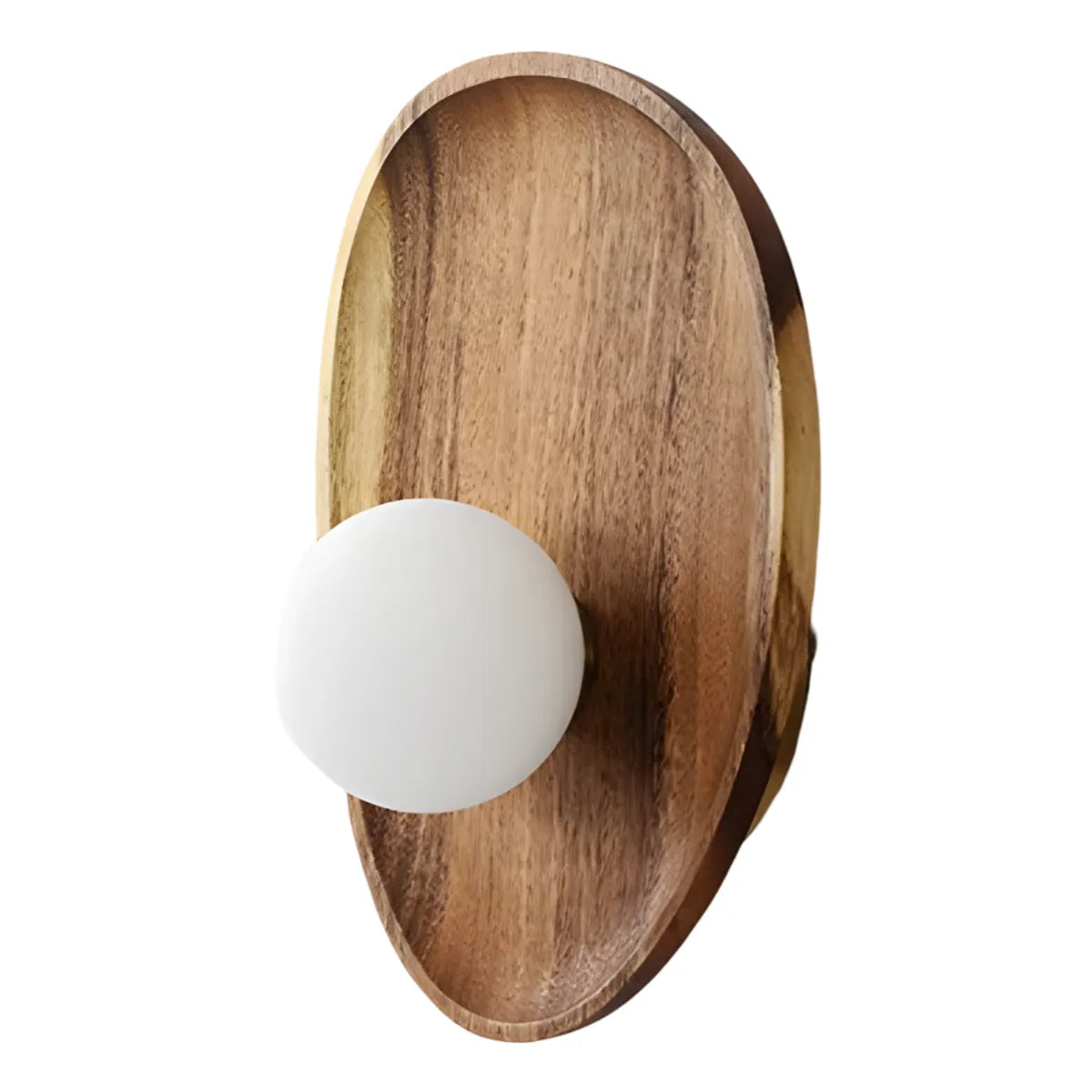 Luminária Arandela Moderna Minimalista Rústico Madeira Globo Bola Vidro Perth - Modelo 01 Ø12x30cm / Branco Quente (3000K)