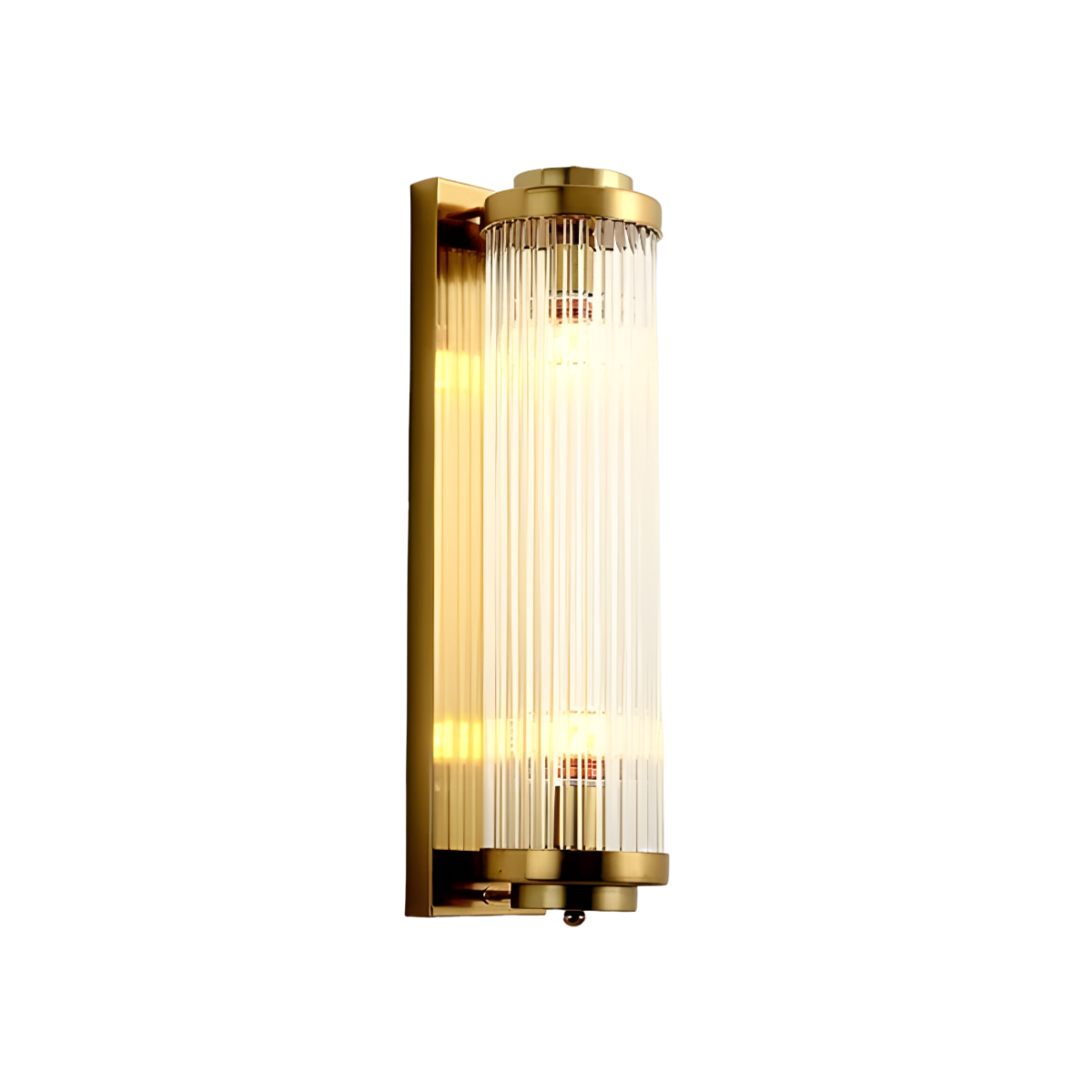  Luminária Arandela Moderna Minimalista Vidro Jadua Luxuri - Ø12x40cm / Dourado / Branco Quente (3000K)