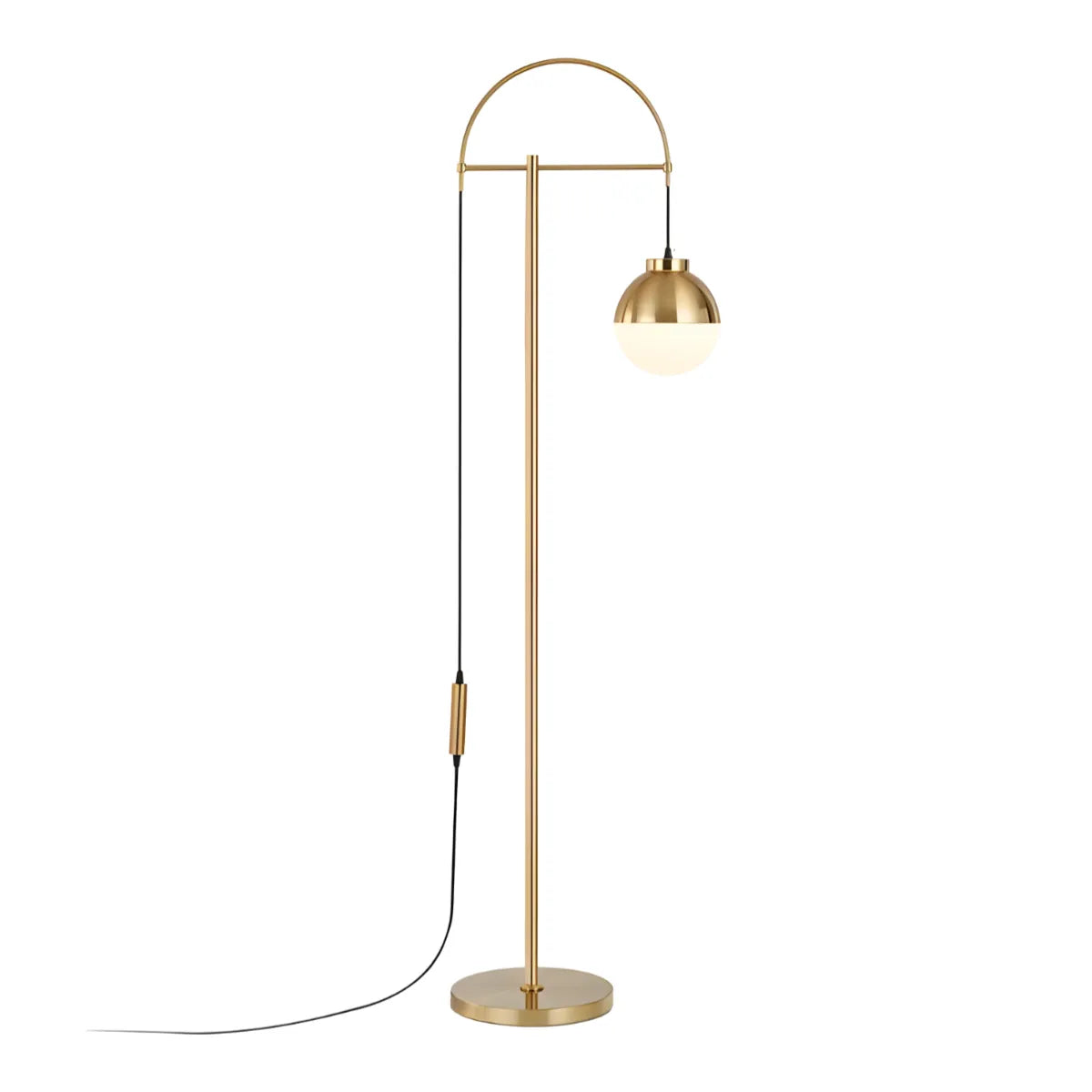 Luminária de Chão Moderna Minimalista Globo Vidro Bola Metal Angle - Dourado / Ø33x165cm