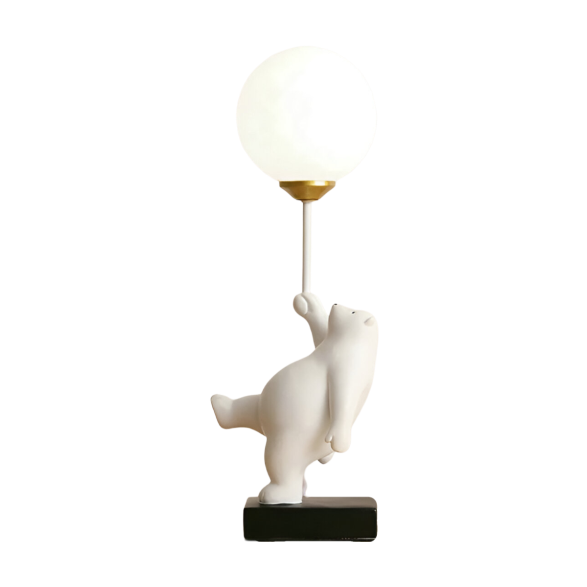 Luminária de Mesa Abajur Moderna Infantil Resina Globo Bear - Ø12x35cm / Branco / Resina, Acrílico e Alumínio / Branco Quente (3000K)