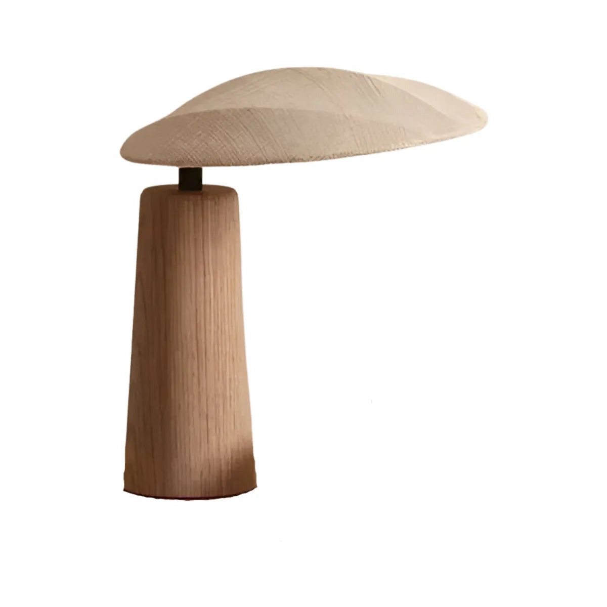 Luminária de Mesa Abajur Moderna Minimalista Madeira Rava - Ø25x30cm / Madeira e Tecido / Bege