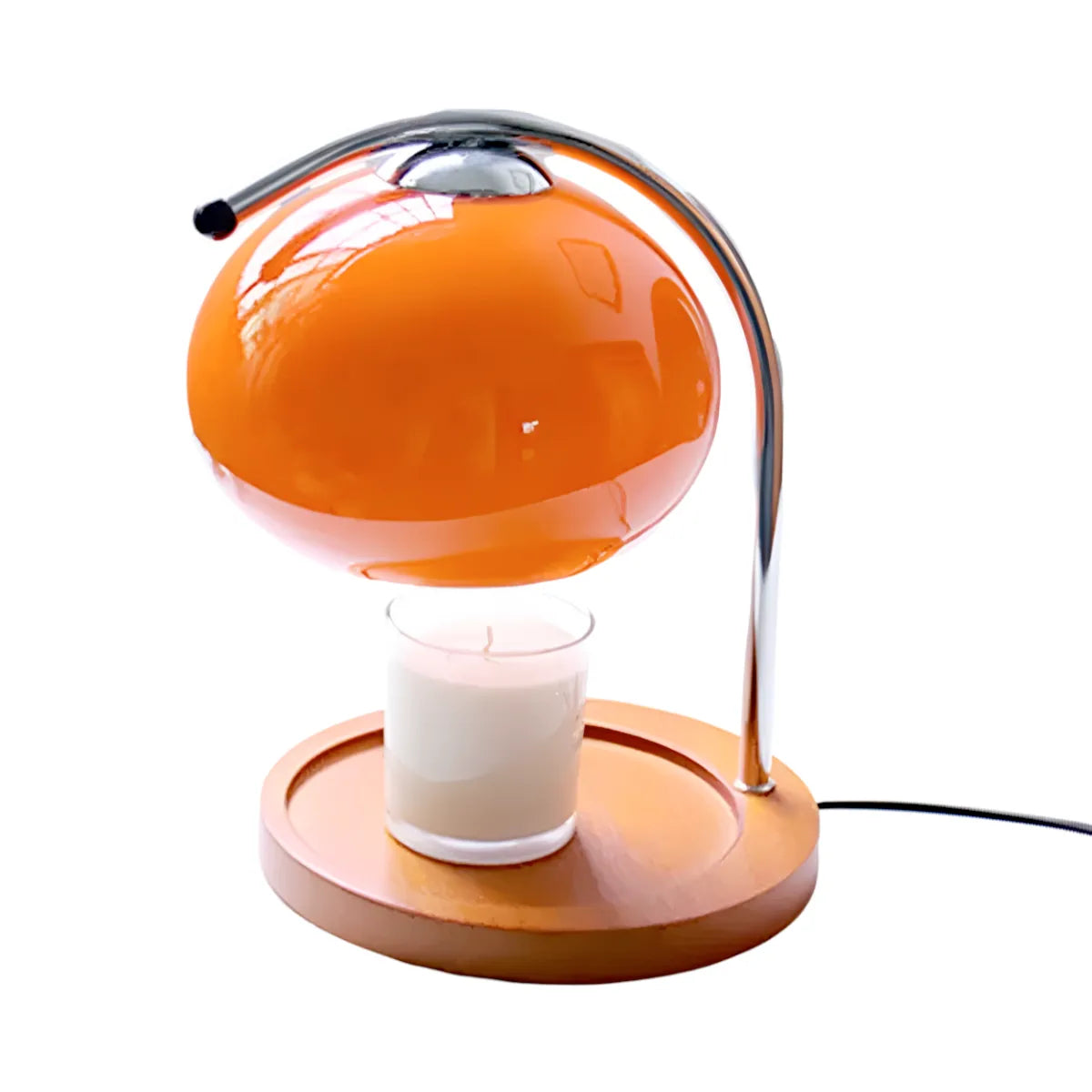 Luminária de Mesa Aquecedor Vela Moderna Minimalista Metal Vidro Madeira 220v - Laranja