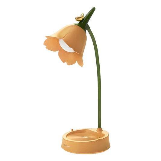 Luminária de Mesa Moderna Minimalista Articulada LED Flower - 15x12.5x39cm / Amarelo / Dimerizável