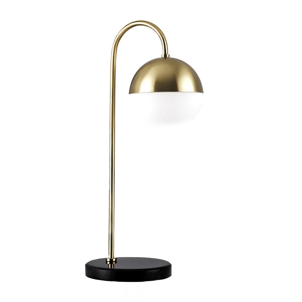 Luminária de Mesa Moderna Minimalista Globo Vidro Metal Desk - Preto e Dourado