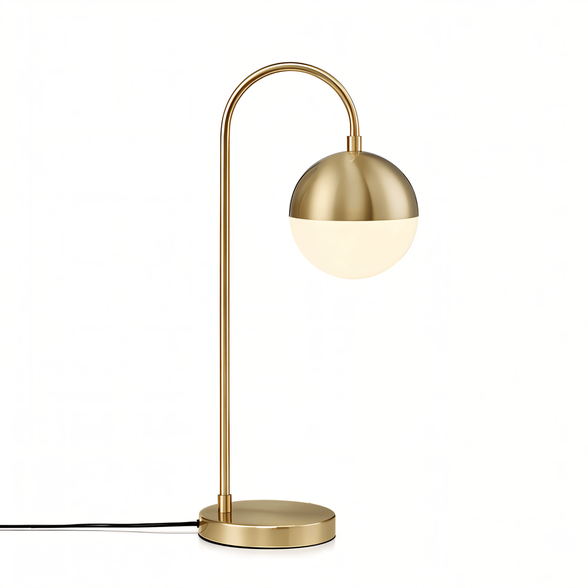 Luminária de Mesa Moderna Minimalista Globo Vidro Metal Desk - Dourado