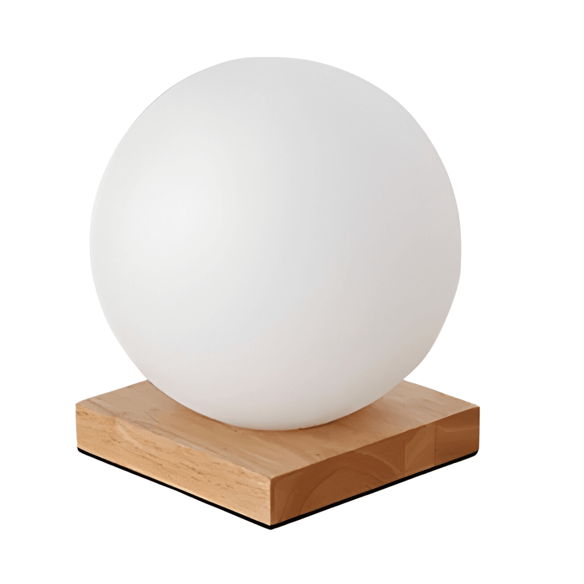 Luminária de Mesa Moderna Minimalista Madeira Globo Vidro Hue - Madeira e Branco / Quadrado / Ø15x17cm