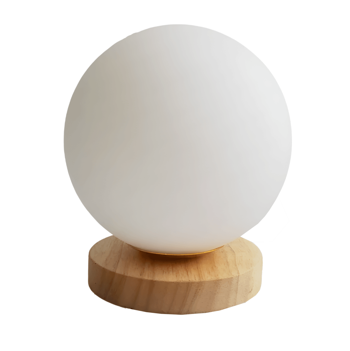 Luminária de Mesa Moderna Minimalista Madeira Globo Vidro Hue - Madeira e Branco / Redondo / Ø15x17cm