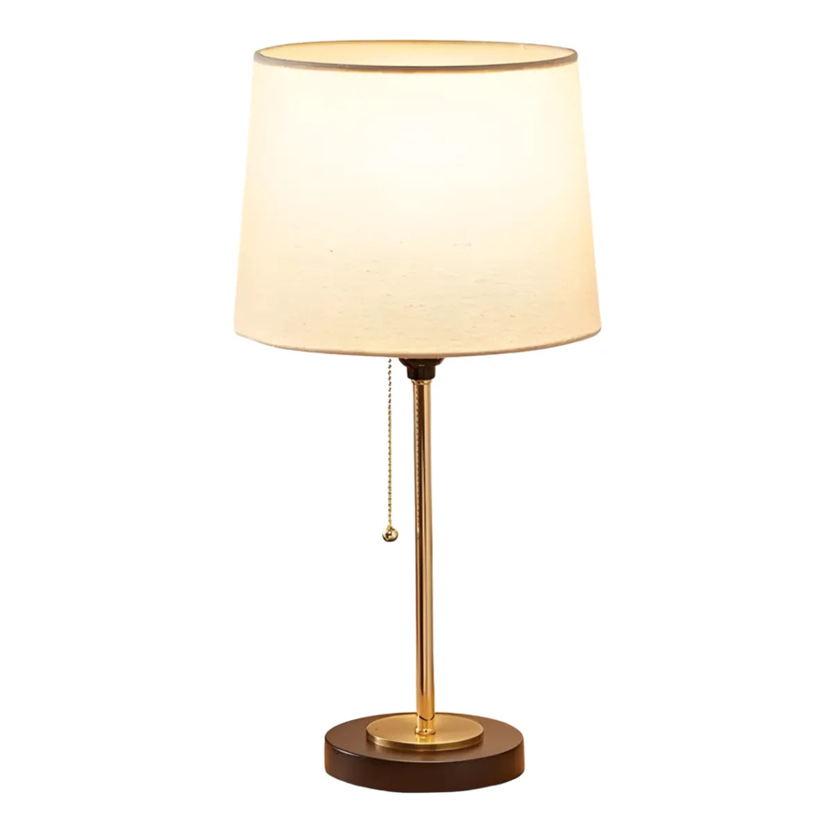 Luminária de Mesa Moderna Minimalista Madeira Metal Cúpula Lyra - Dourado e Nogueira / Branco Quente (3000K)