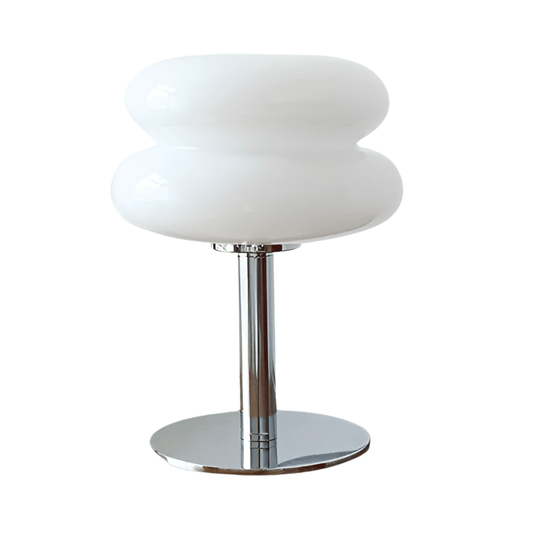 Luminária de Mesa Moderna Minimalista Metal Vidro Bauhaus - Metal / Branco