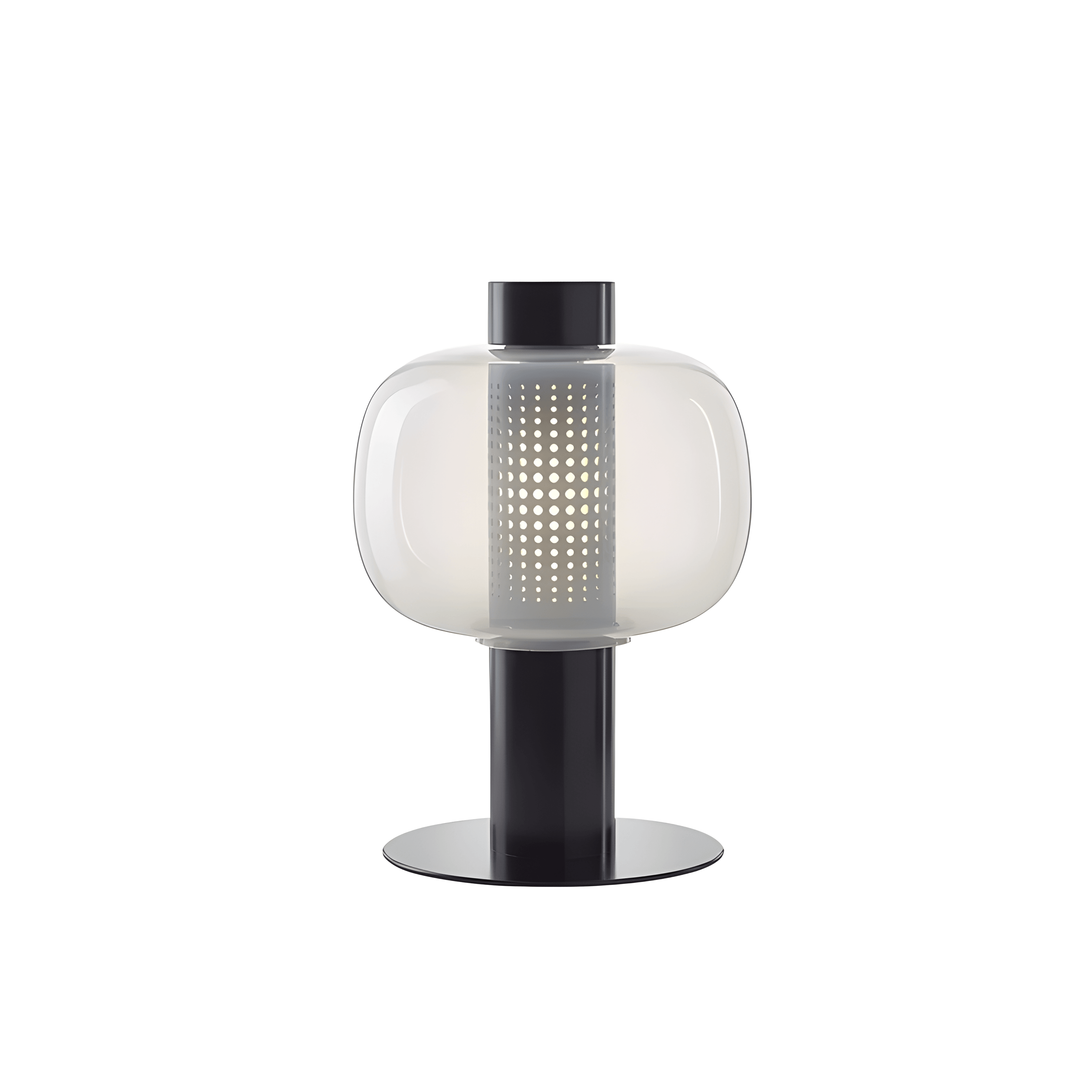 Luminária de Mesa Moderna Minimalista Metal Vidro LED Aura - Preto / Vidro Incolor