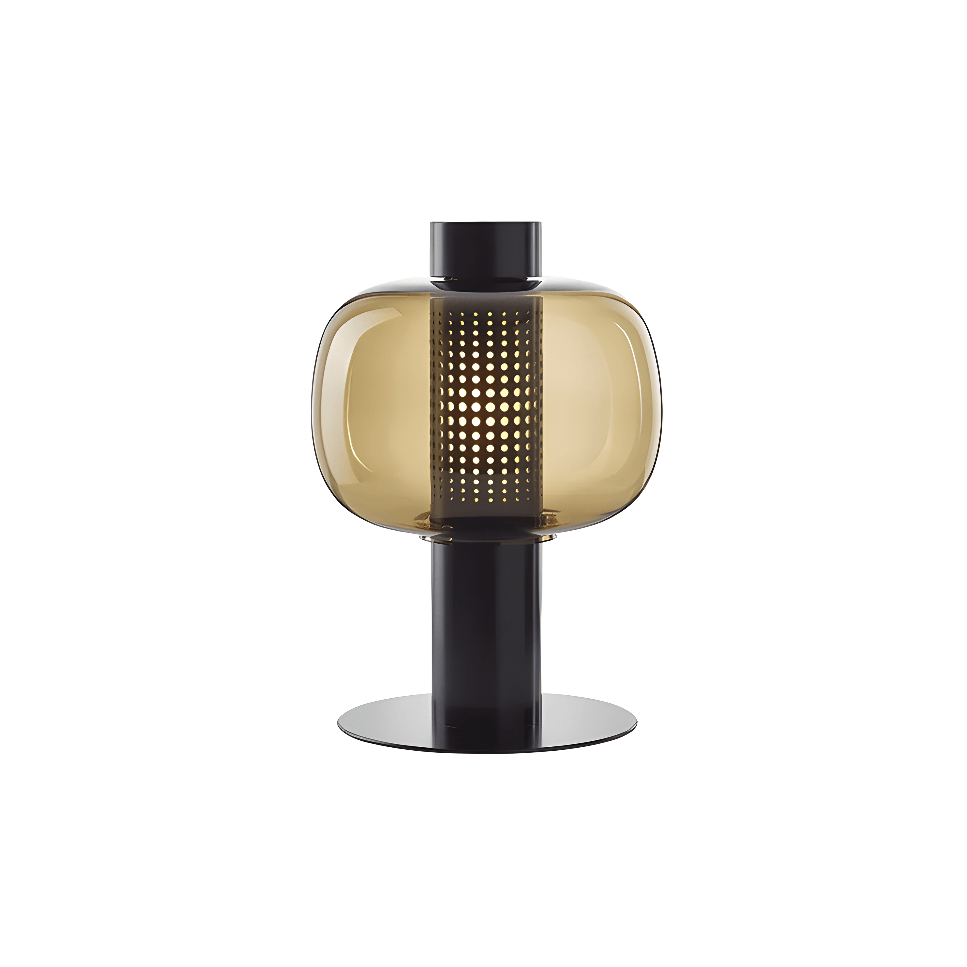 Luminária de Mesa Moderna Minimalista Metal Vidro LED Aura - Preto / Vidro Âmbar