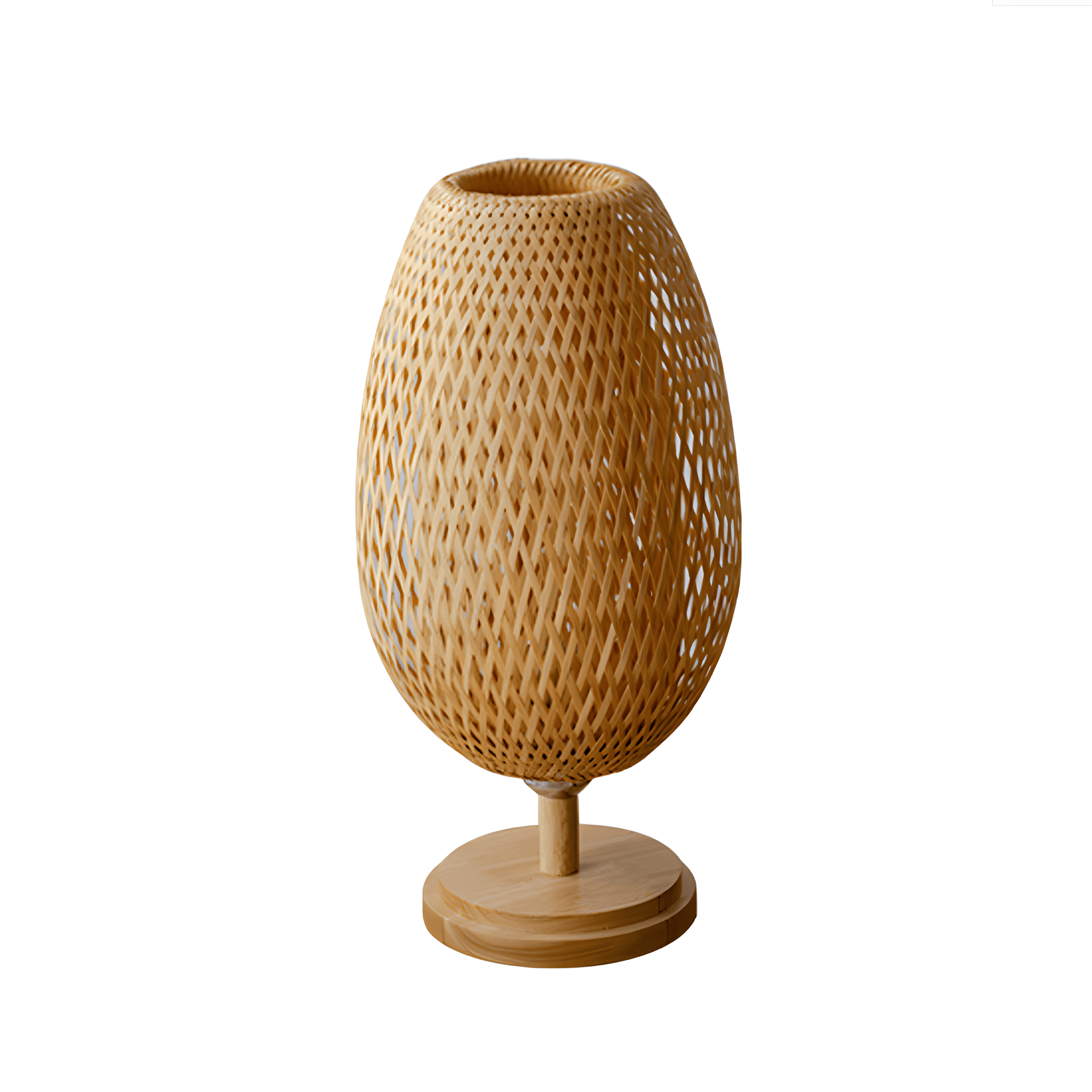 Luminária de Mesa Moderna Minimalista Palha Madeira Cumaru - Rattan / Ø18x48cm