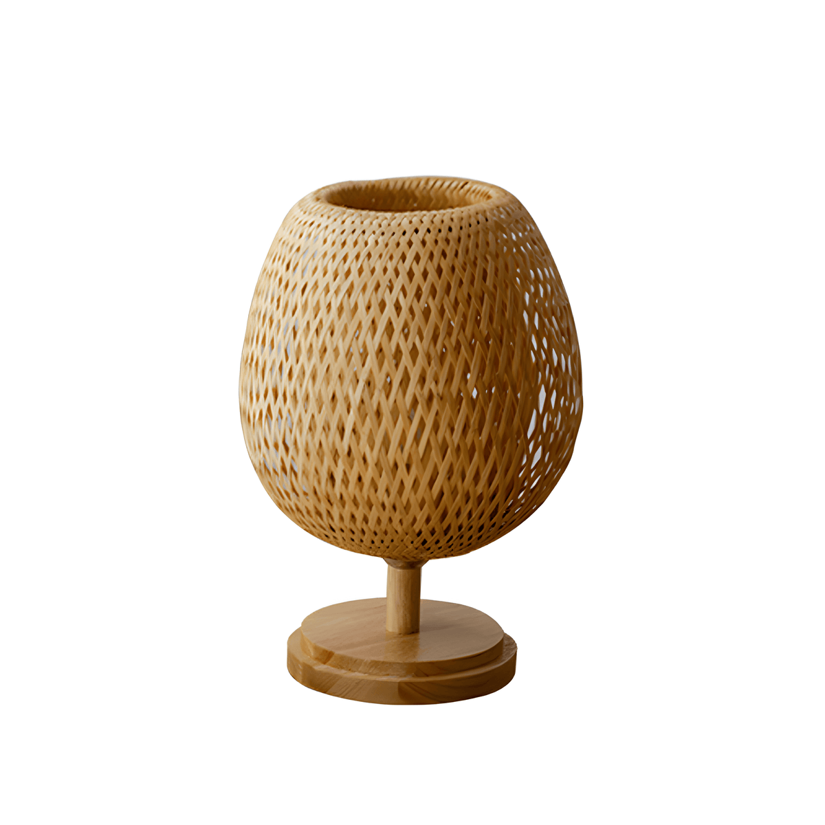 Luminária de Mesa Moderna Minimalista Palha Madeira Cumaru - Rattan / Ø23x36cm