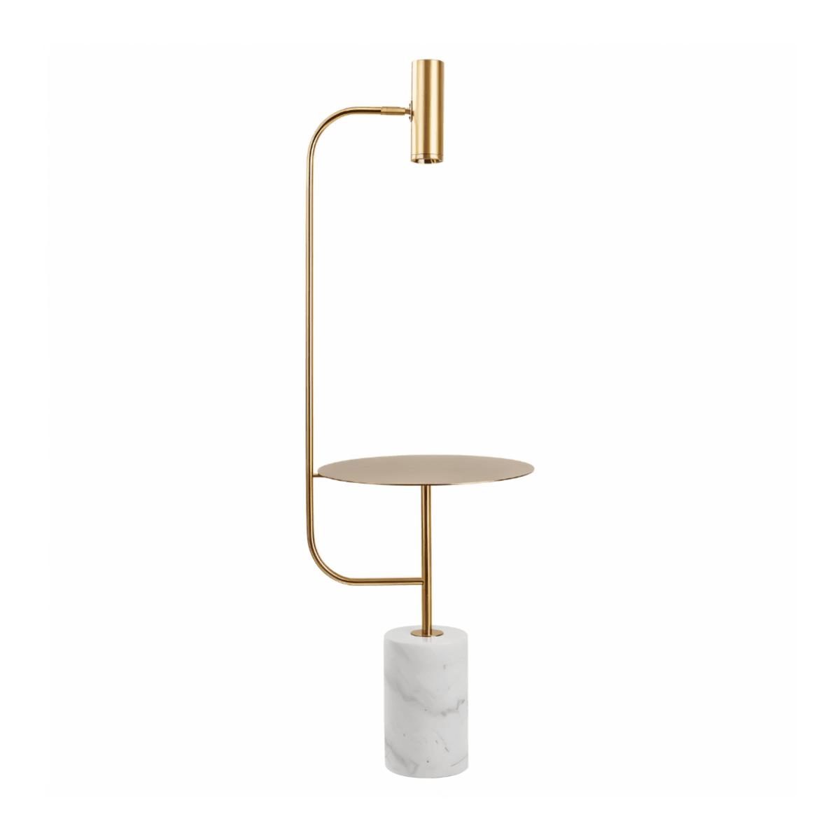 Luminária de Piso Coluna Moderna Minimalista Mesa Apoio Dommus - Dourado / Branco Quente (3000K)