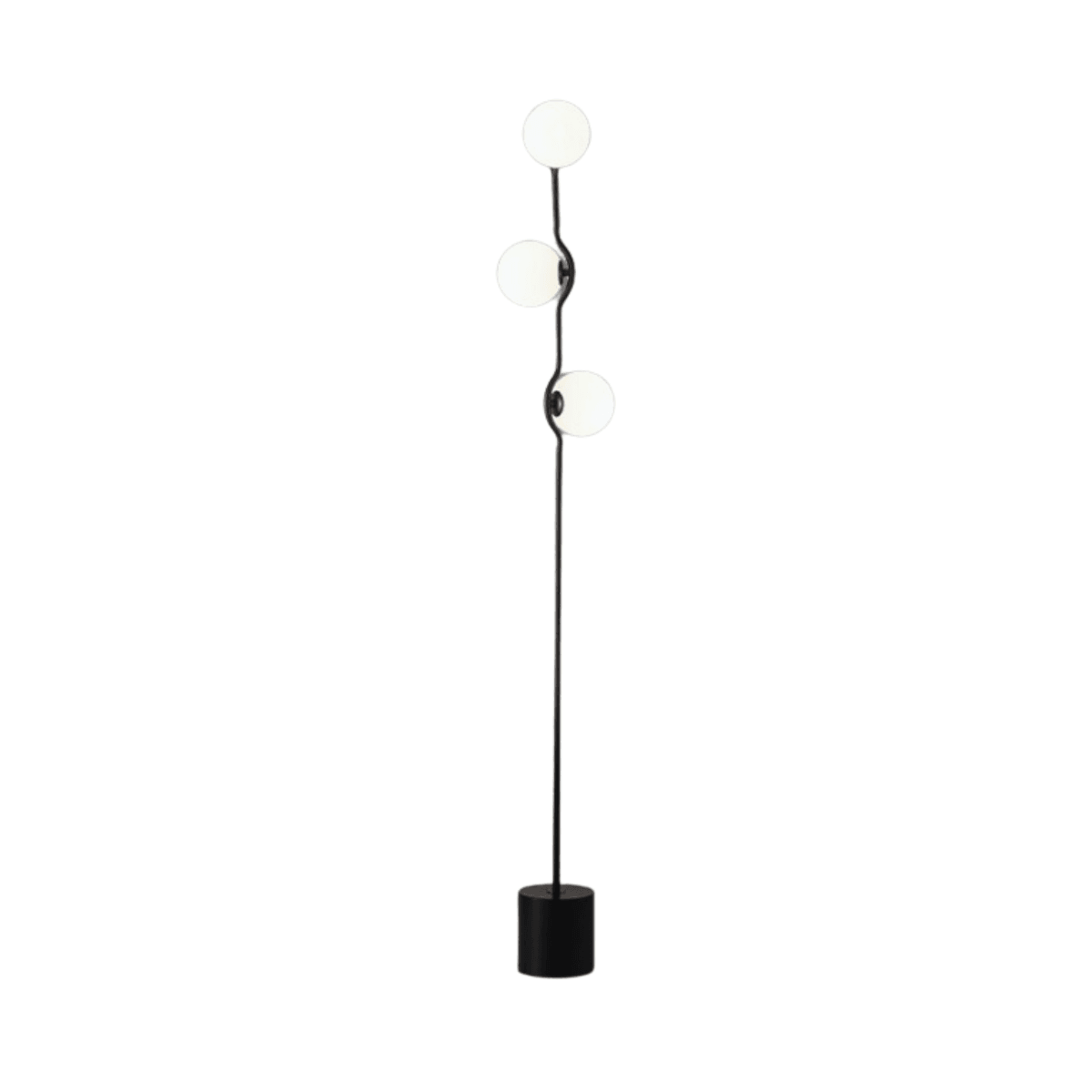 Luminária de Piso Coluna Moderna Minimalista Metal Globo Vidro Bola Bubbers - Preto