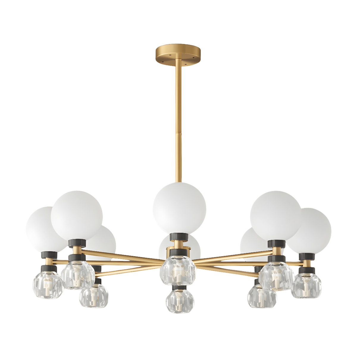 Luminária Pendente Lustre Moderna Minimalista Globos Cristal Quincy