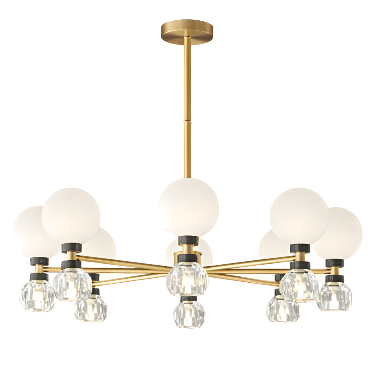 Luminária Pendente Lustre Moderna Minimalista Globos Cristal Quincy