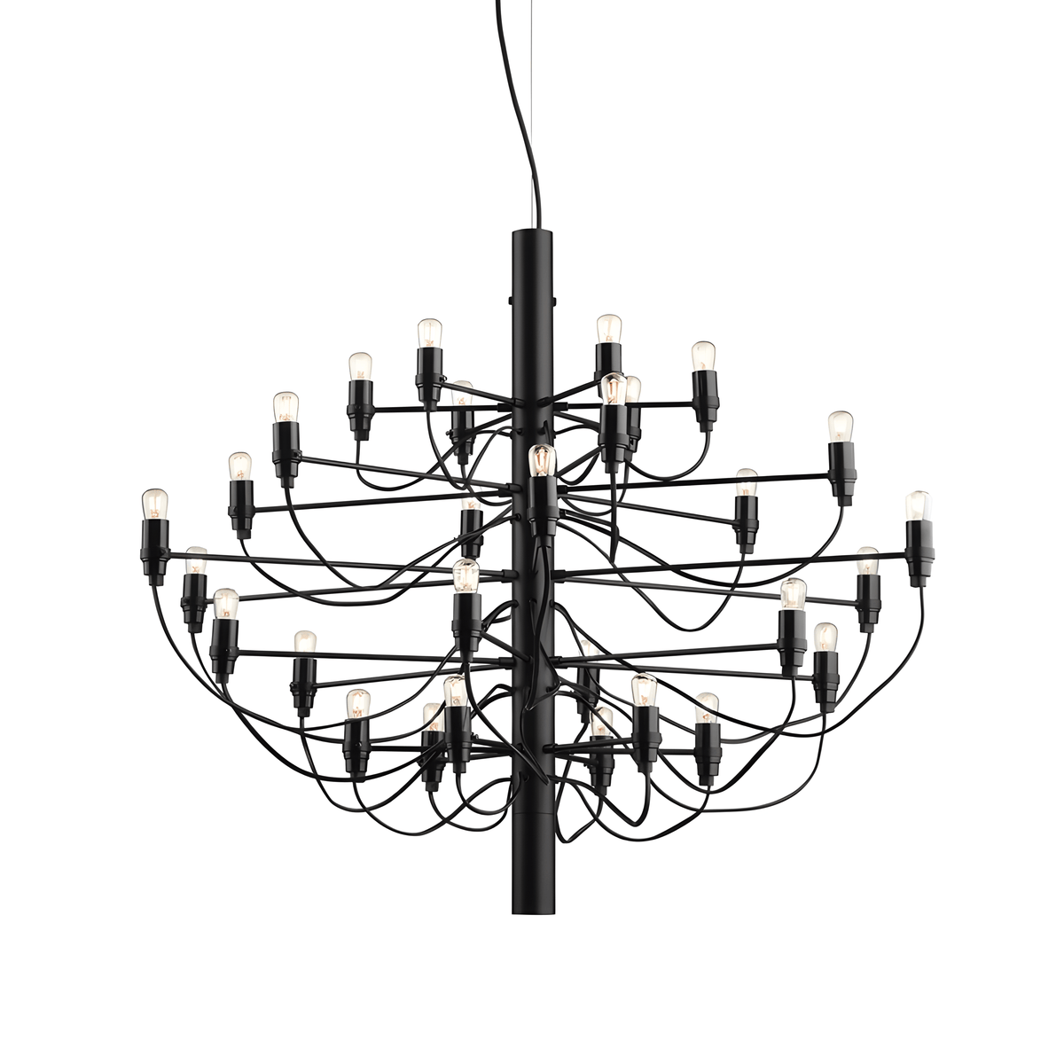 Luminária Pendente Lustre Moderna Minimalista Metal Sona - Ø88x72cm / Preto / Branco Quente (3000K)