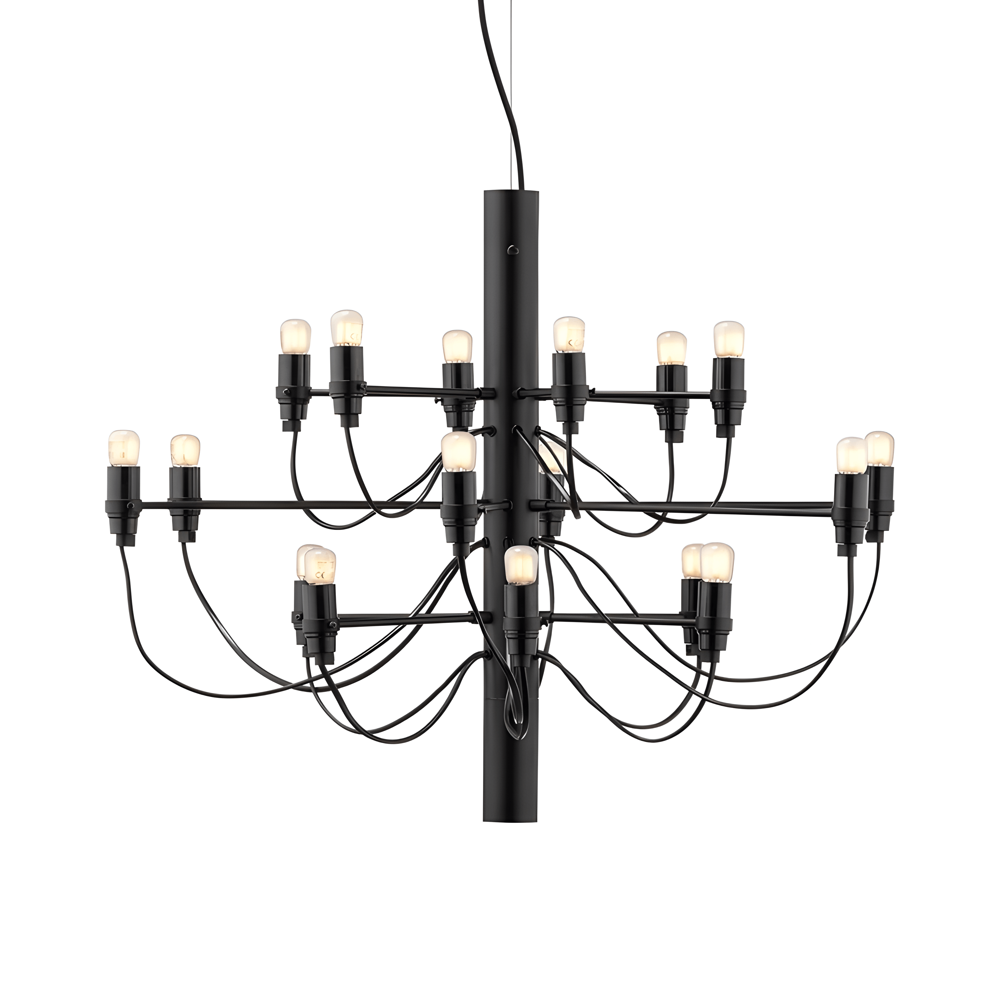 Luminária Pendente Lustre Moderna Minimalista Metal Sona - Ø69x51cm / Preto / Branco Quente (3000K)