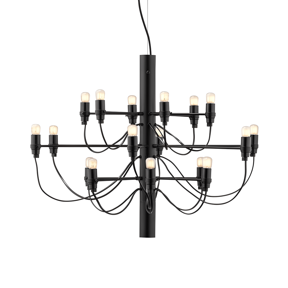 Luminária Pendente Lustre Moderna Minimalista Metal Sona - Ø69x51cm / Preto / Branco Quente (3000K)