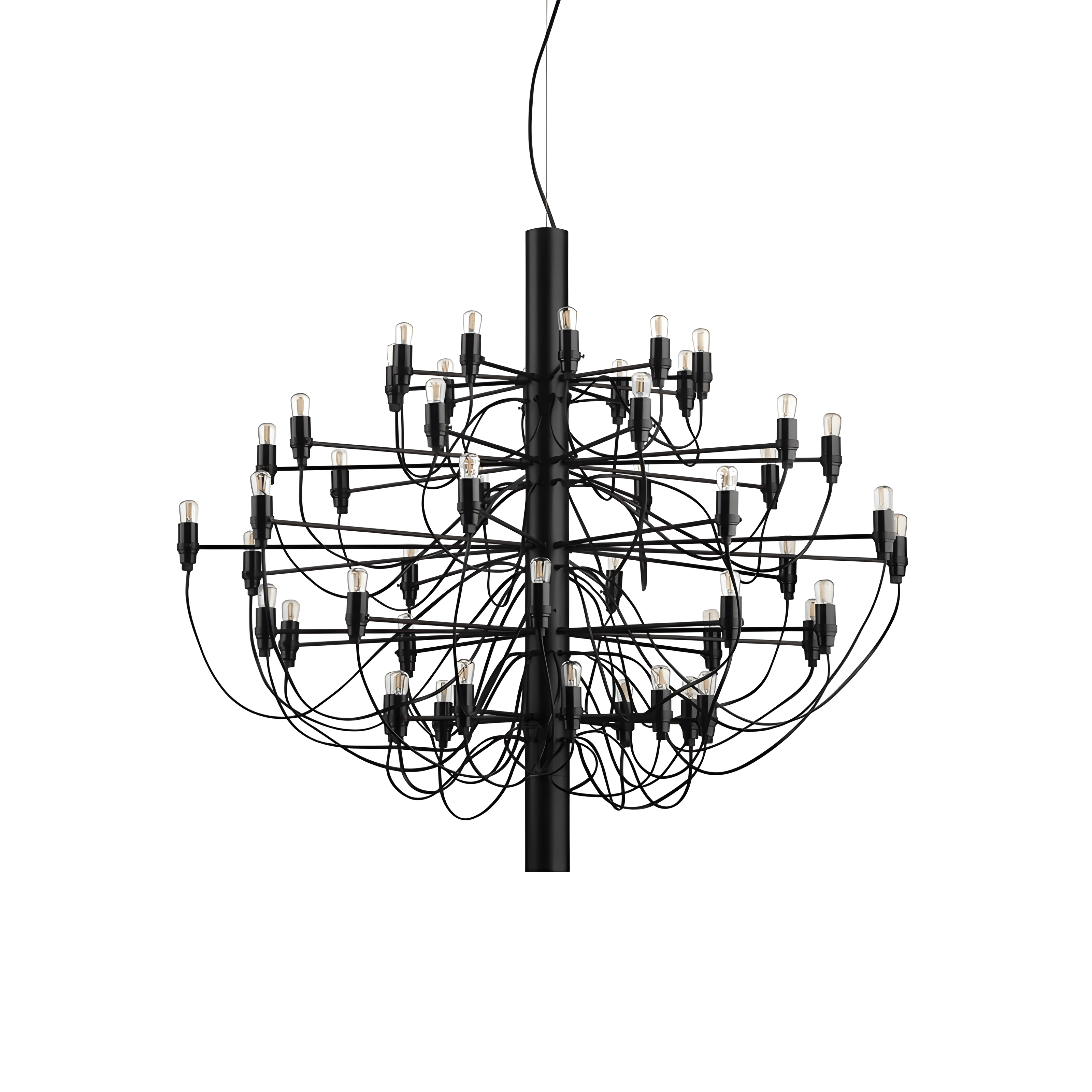 Luminária Pendente Lustre Moderna Minimalista Metal Sona - Ø100x88cm / Preto / Branco Quente (3000K)