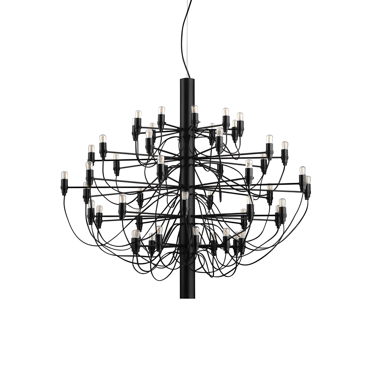 Luminária Pendente Lustre Moderna Minimalista Metal Sona - Ø100x88cm / Preto / Branco Quente (3000K)