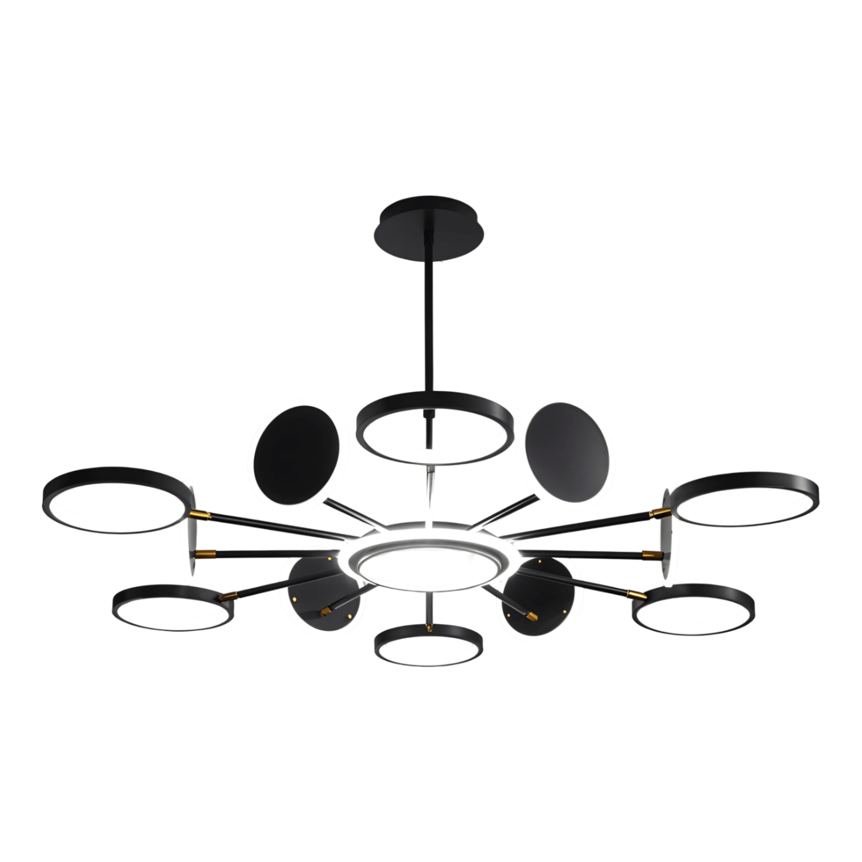 Luminária Pendente Lustre Moderno Minimalista Metal LED Hands - Preto / Ø75cm