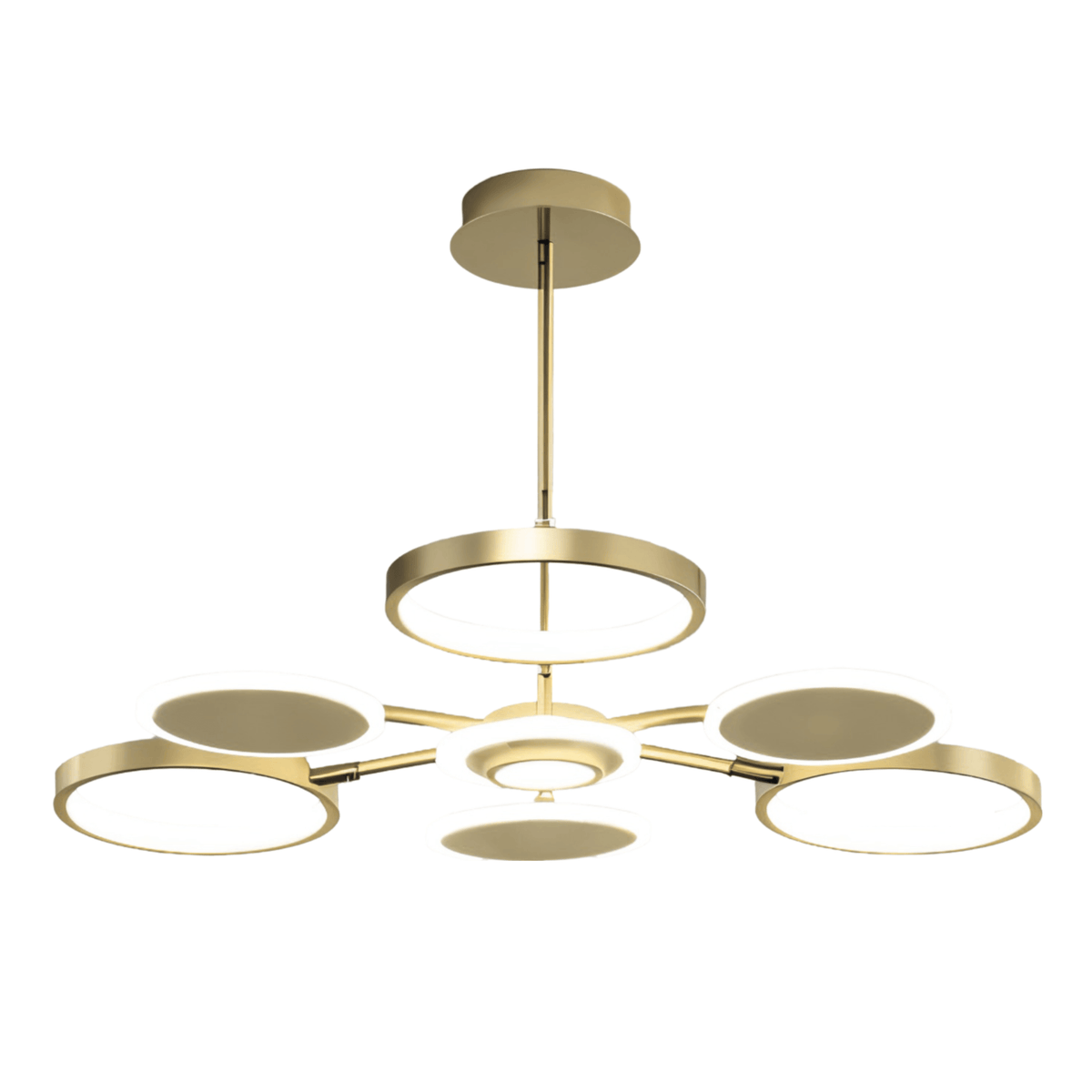 Luminária Pendente Lustre Moderno Minimalista Metal LED Hands - Dourado / Ø75cm