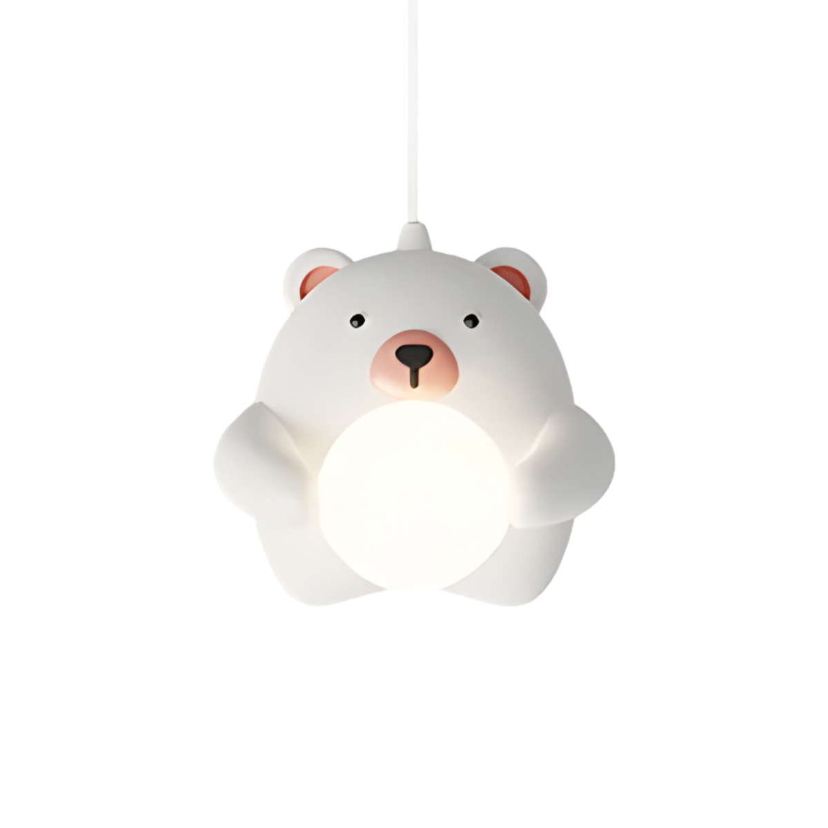 Luminária Pendente Moderna Infantil Resina Funny Kids - Urso / Branco Quente (3000K)