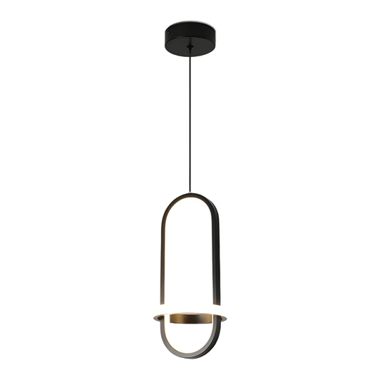 Luminária Pendente Moderna Minimalista Arco Metal LED Loop - Preto / Branco Quente (3000K)