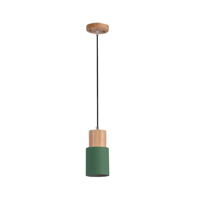 Luminária Pendente Moderna Minimalista Clips - Verde e Natural