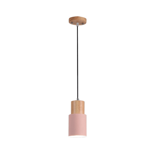 Luminária Pendente Moderna Minimalista Clips - Rosa e Natural