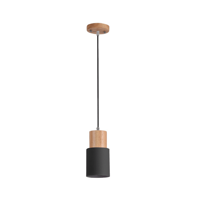 Luminária Pendente Moderna Minimalista Clips - Preto e Natural