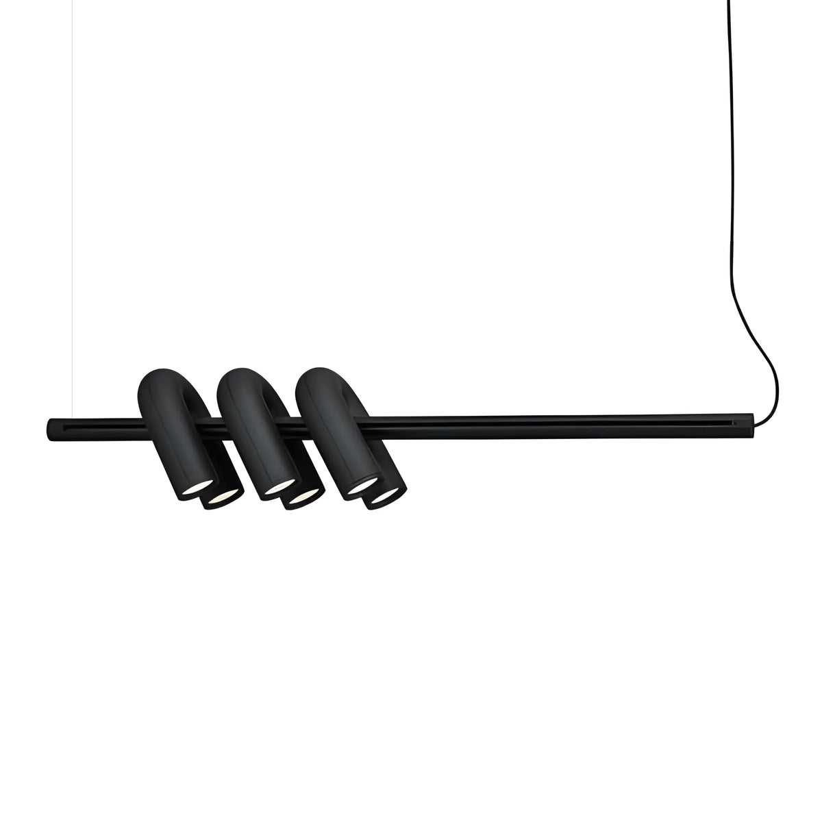 Luminária Pendente Moderna Minimalista Direcionável Articulado Linear Metal LED Circus - Preto / Branco Quente (3000K)