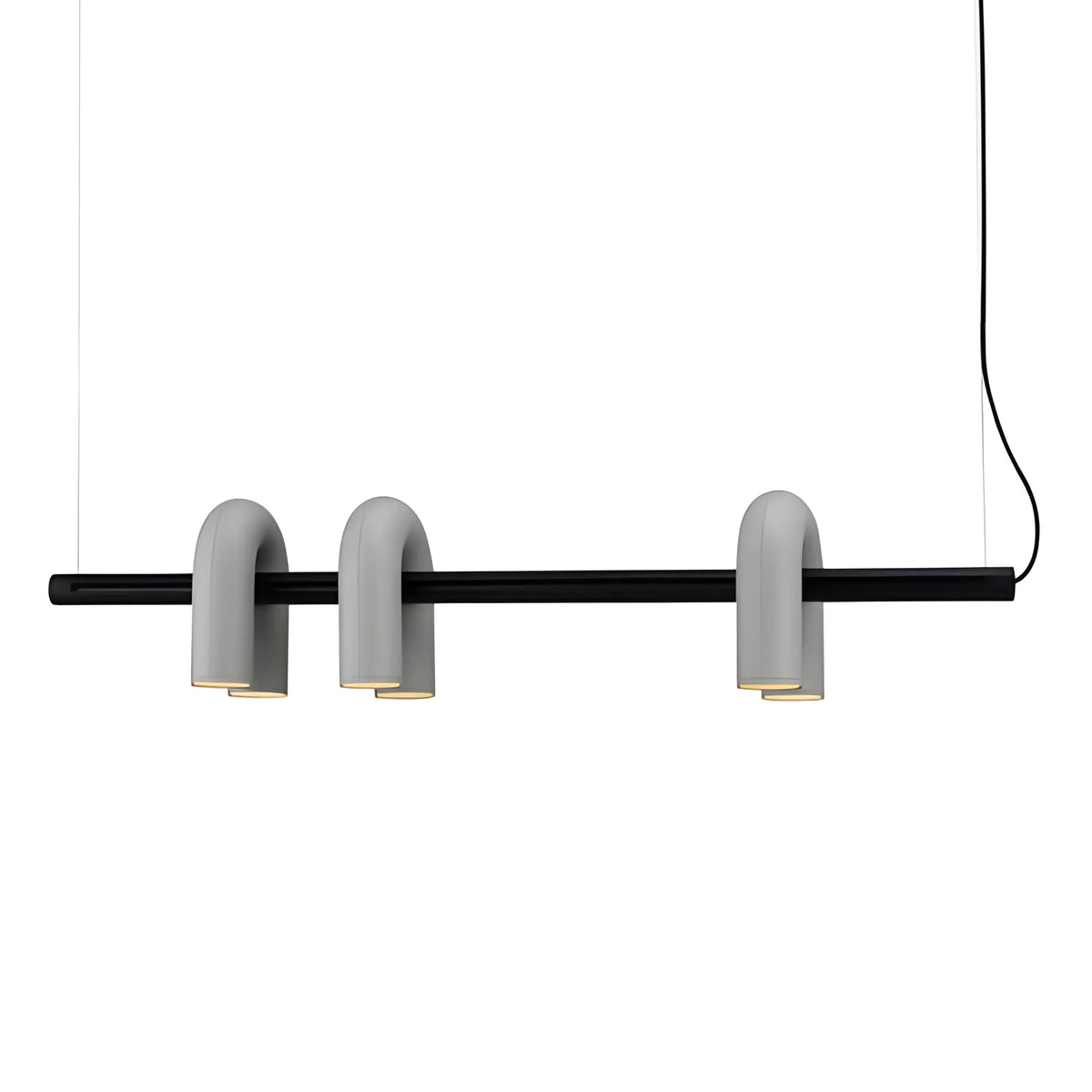 Luminária Pendente Moderna Minimalista Direcionável Articulado Linear Metal LED Circus - Cinza / Branco Quente (3000K)