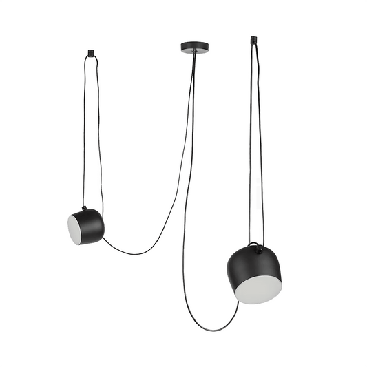 Luminária Pendente Moderna Minimalista Fantasy 2 Cúpulas Preto Ø18cm - Ø18cm