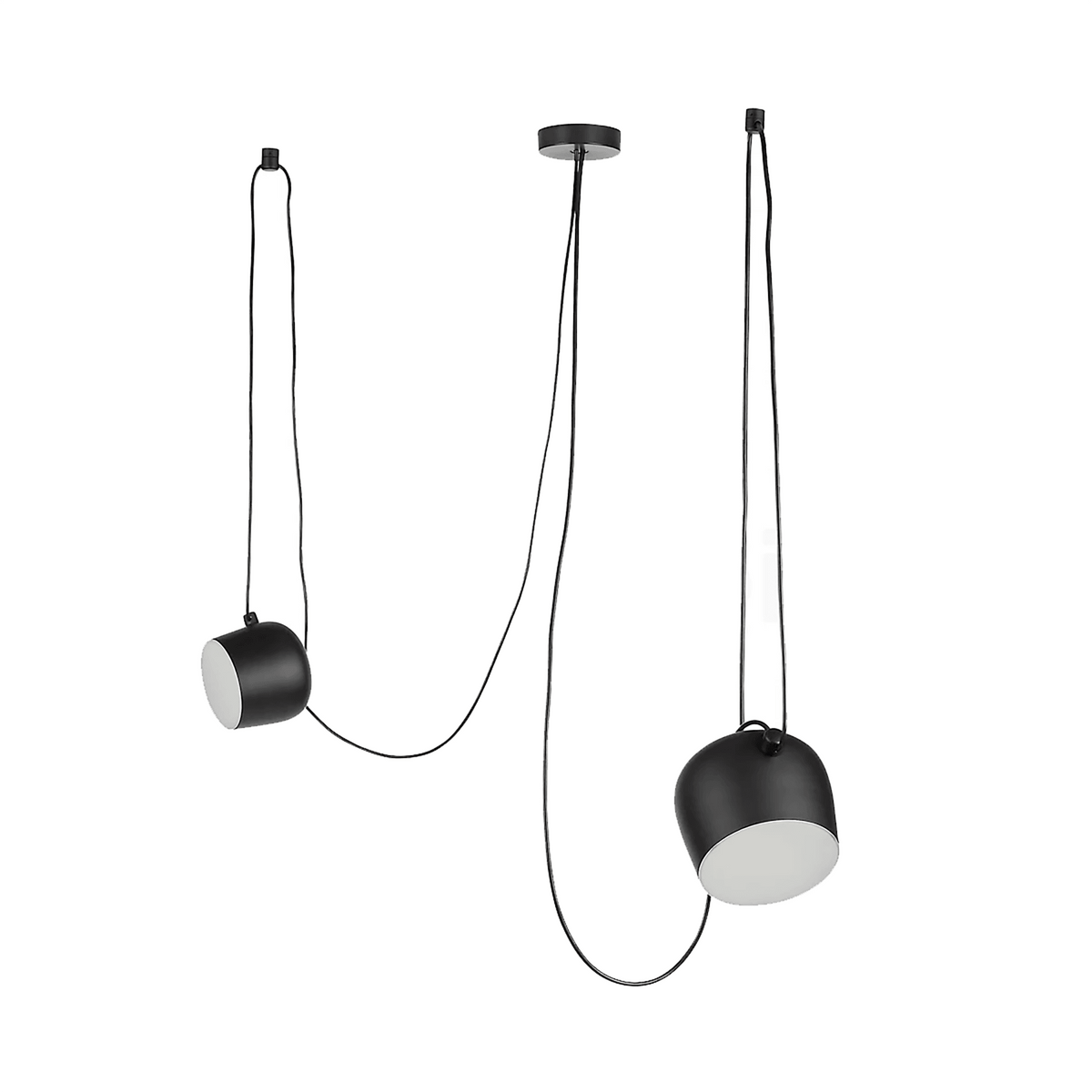 Luminária Pendente Moderna Minimalista Fantasy 2 Cúpulas Preto Ø18cm - Ø18cm