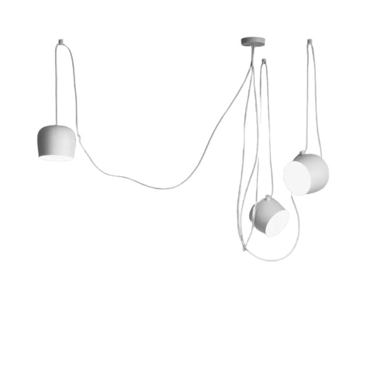 Luminária Pendente Moderna Minimalista Fantasy 3 Cúpulas Branco Ø18cm - Branco / 3 cúpulas / 300cm|Ø18cm