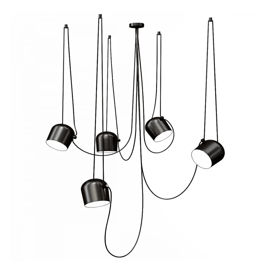 Luminária Pendente Moderna Minimalista Fantasy 5 Cúpulas Preto Ø18cm - ORNE™ — decor studio