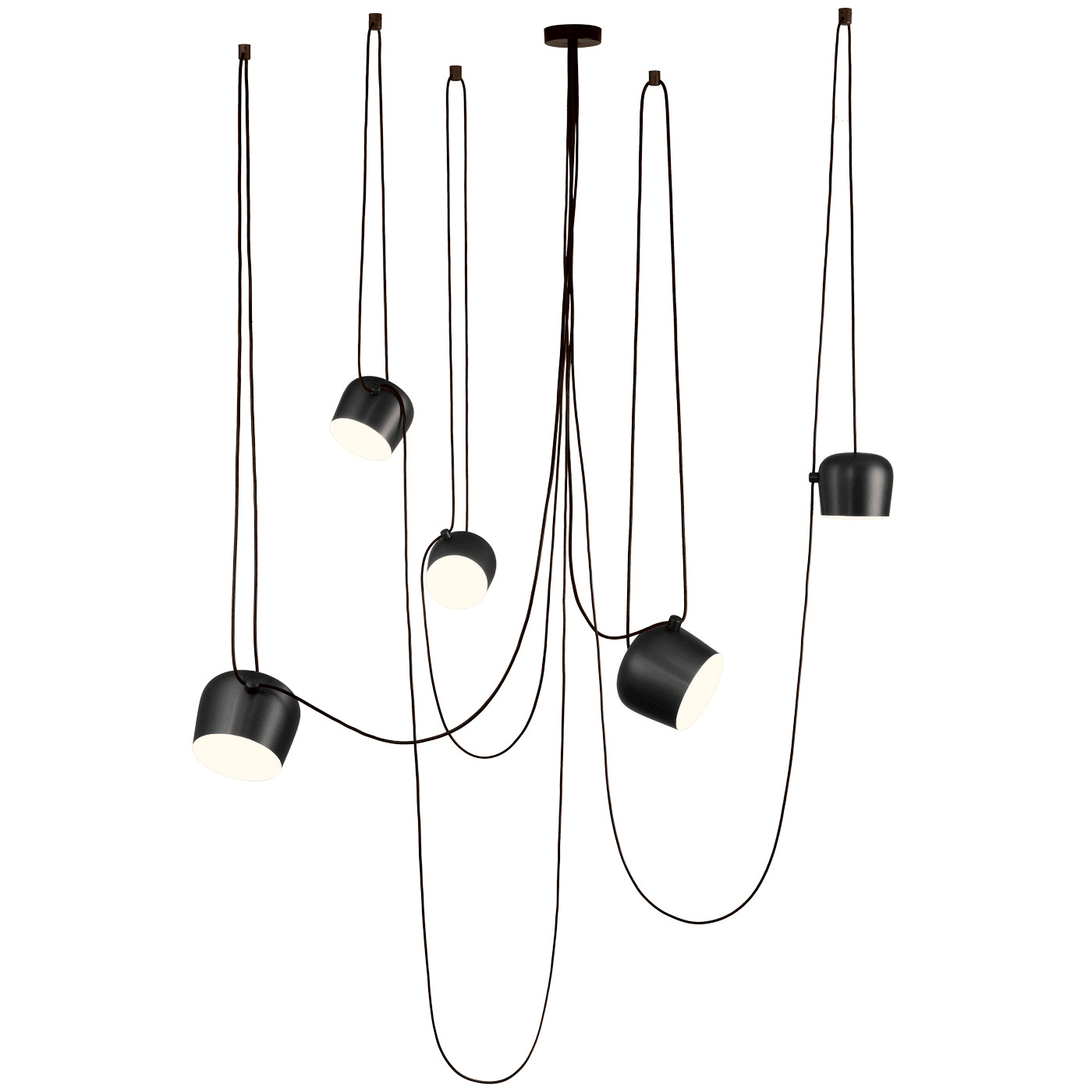 Luminária Pendente Moderna Minimalista Fantasy 5 Cúpulas Preto Ø24cm - Preto / 5 cúpulas / 300cm / Ø24cm