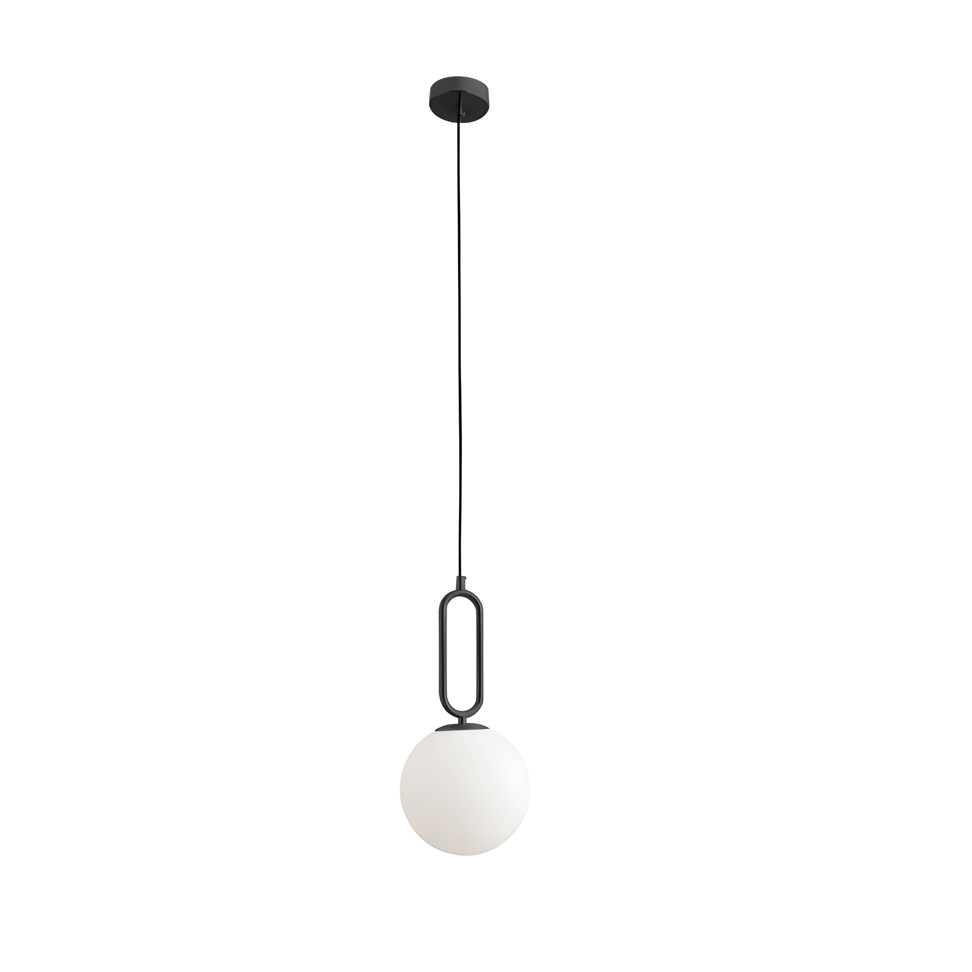 Luminária Pendente Moderna Minimalista Globo Bola Vidro Cutt - Preto e Branco / Branco Quente (3000K)