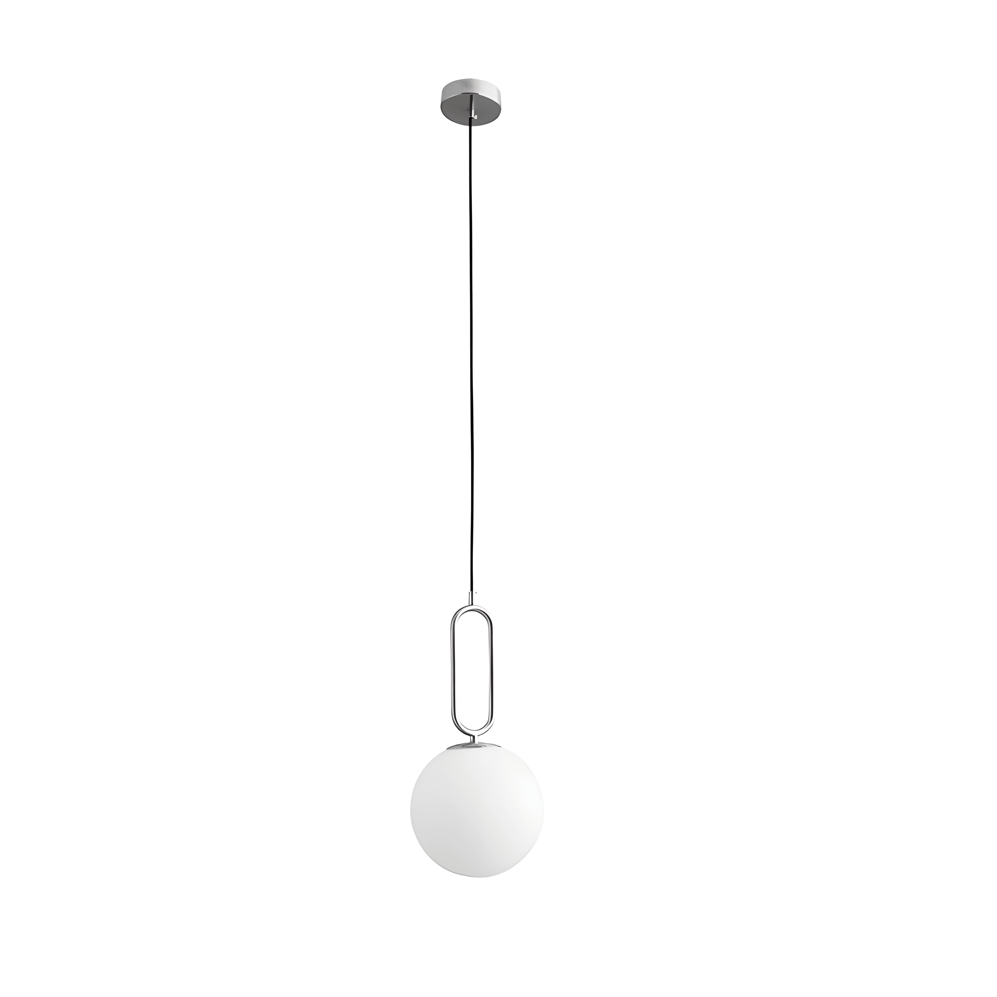 Luminária Pendente Moderna Minimalista Globo Bola Vidro Cutt - Prata e Branco / Branco Quente (3000K)