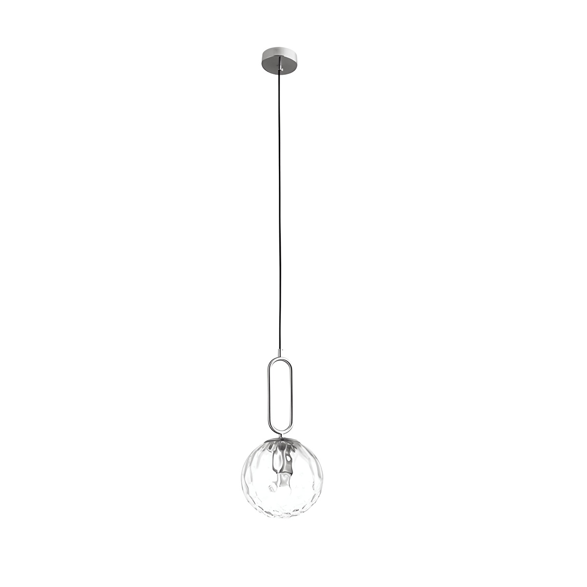 Luminária Pendente Moderna Minimalista Globo Bola Vidro Cutt - Prata e Incolor / Branco Quente (3000K)