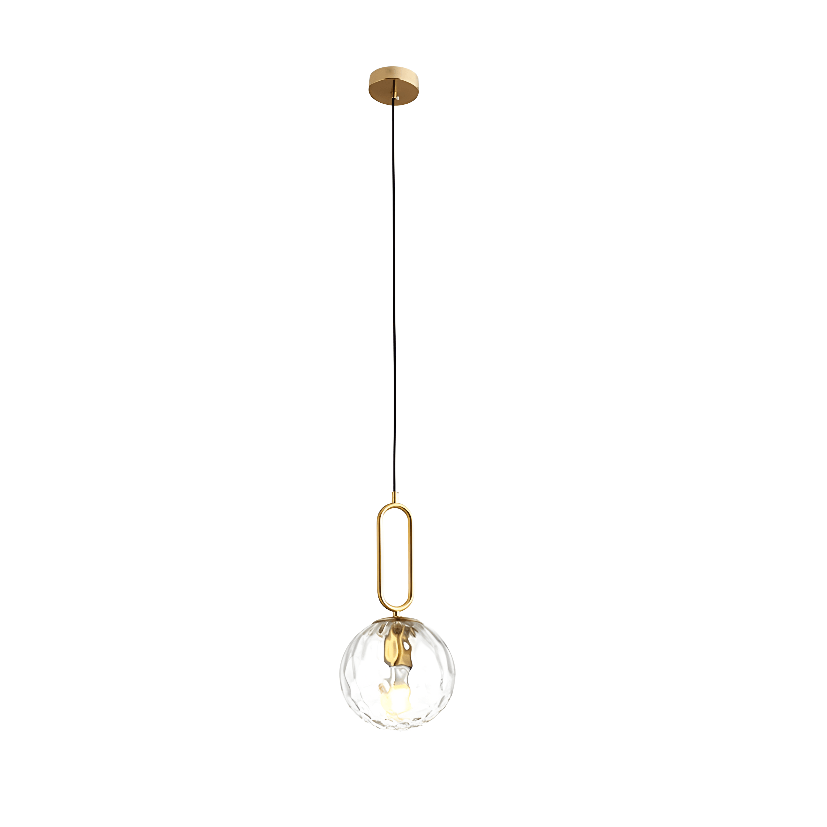 Luminária Pendente Moderna Minimalista Globo Bola Vidro Cutt - Dourado e Incolor / Branco Quente (3000K)