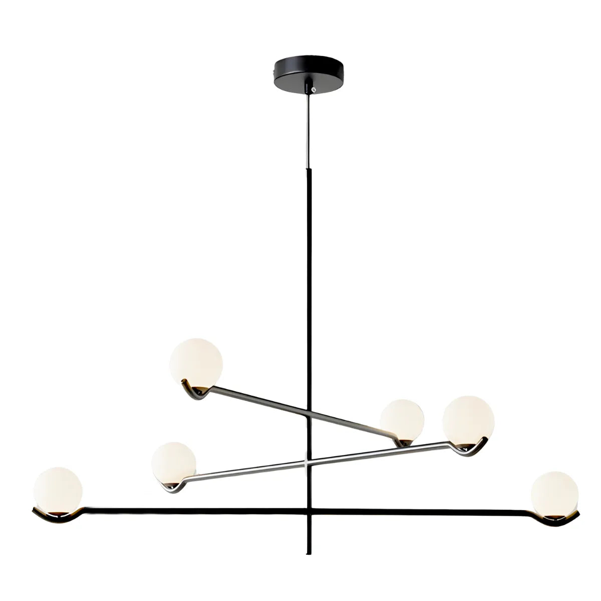 Luminária Pendente Moderna Minimalista Globo Bola Vidro Metal Capri - Preto / Ø90cm / Branco Quente (3000K)