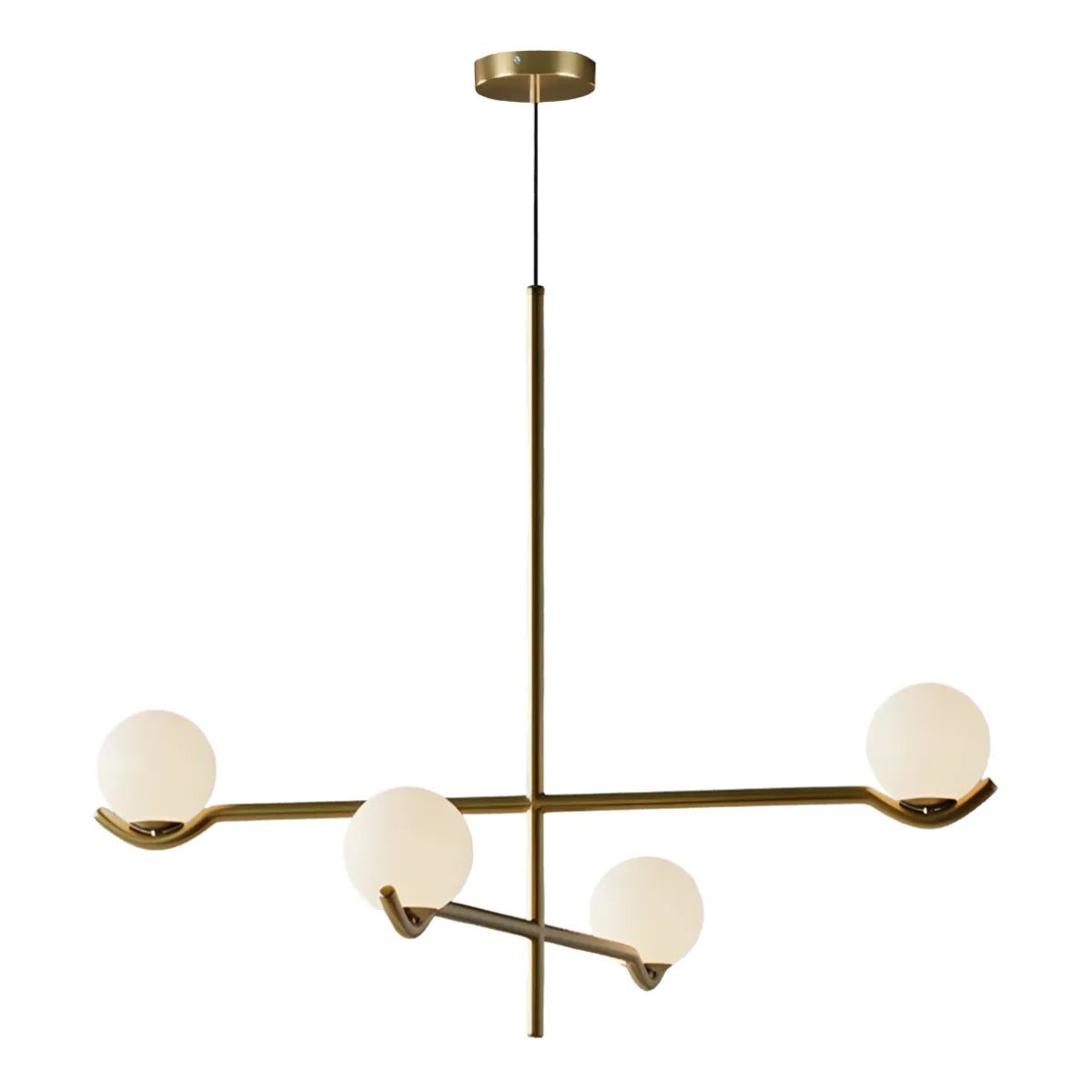 Luminária Pendente Moderna Minimalista Globo Bola Vidro Metal Capri - Dourado / Ø60cm / Branco Quente (3000K)