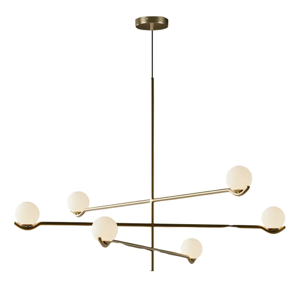 Luminária Pendente Moderna Minimalista Globo Bola Vidro Metal Capri - Dourado / Ø90cm / Branco Quente (3000K)