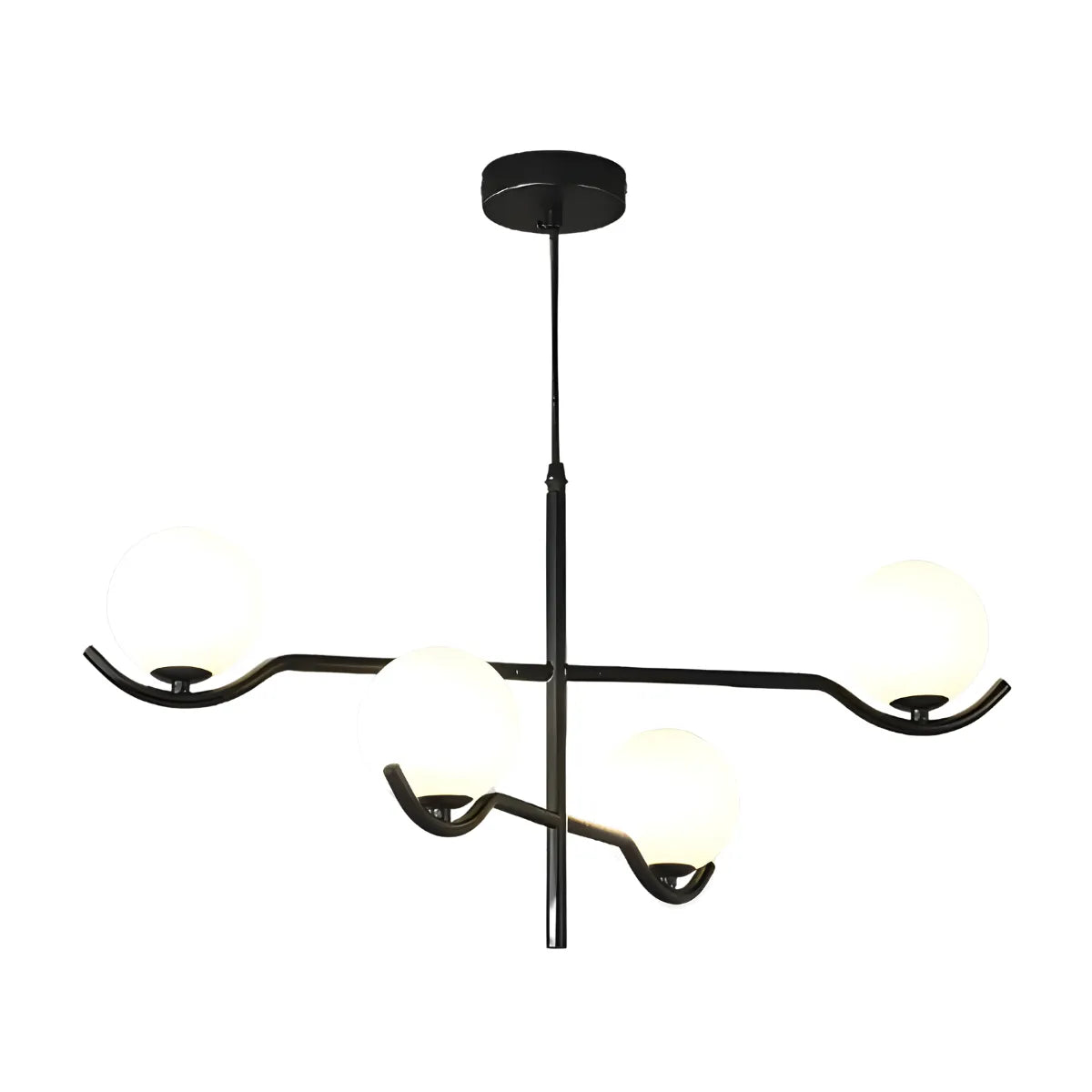 Luminária Pendente Moderna Minimalista Globo Bola Vidro Metal Capri - Preto / Ø60cm / Branco Quente (3000K)