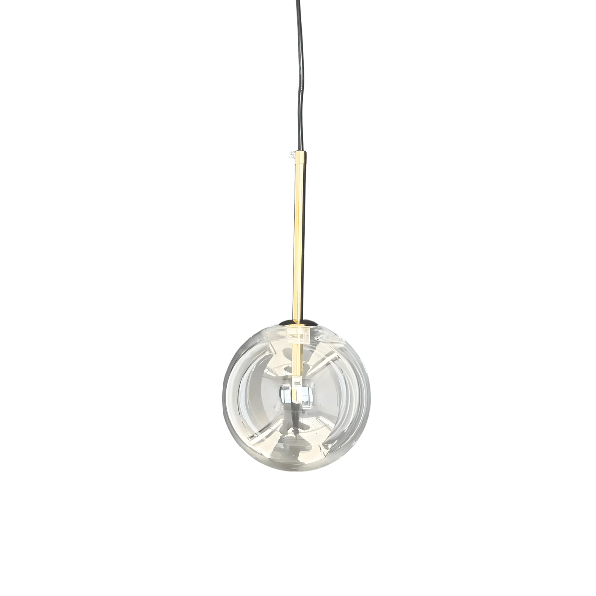 Luminária Pendente Moderna Minimalista Globo de Vidro Upper - Dourado / 12cm / Lâmpada G4 / Branco Frio (6000K)